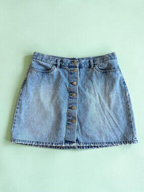 MODA INTERNATIONAL Denim Button Front Skirt Size 12